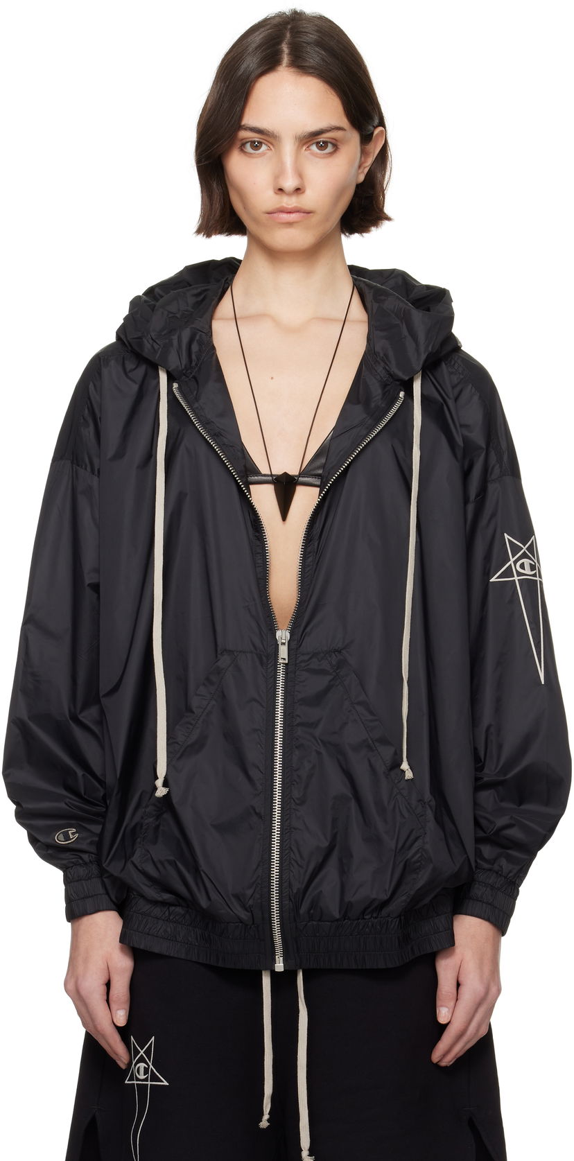 Tuulitakki Rick Owens Rick Owens Champion Edition Jumbo Jason's Hoodie Musta | CW01E1661 CHNY