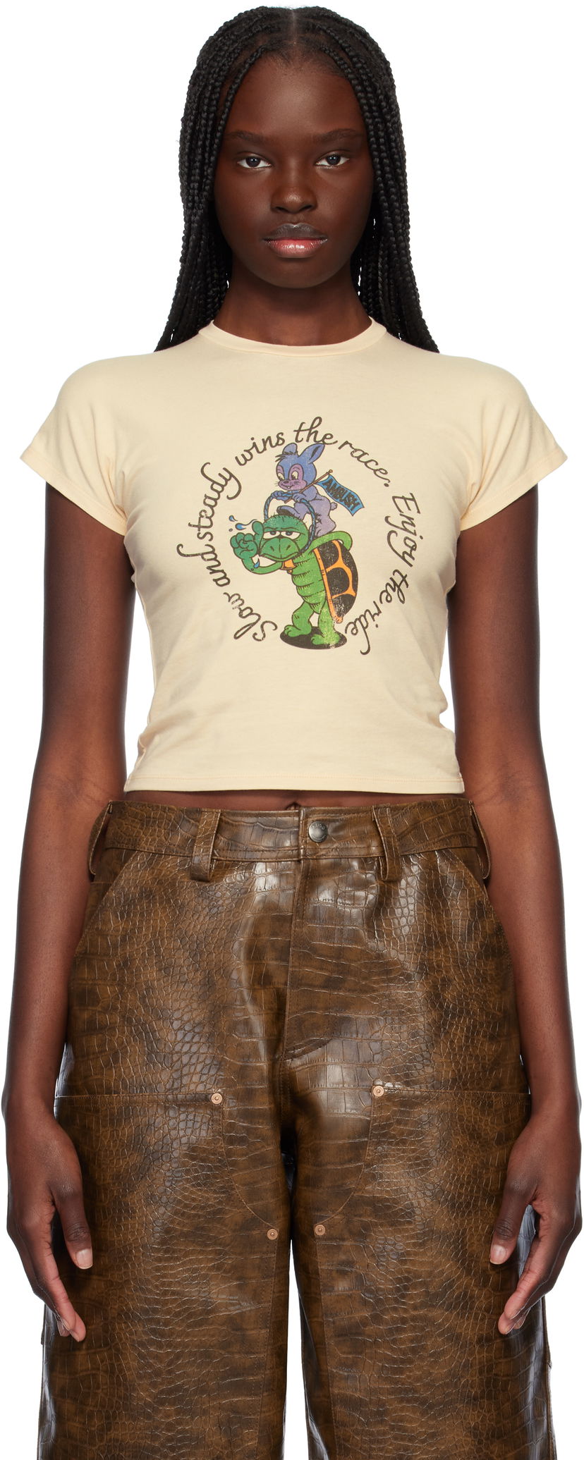 T-paita Ambush AMBUSH Slow & Steady Graphic T-Shirt Beige | 12115398
