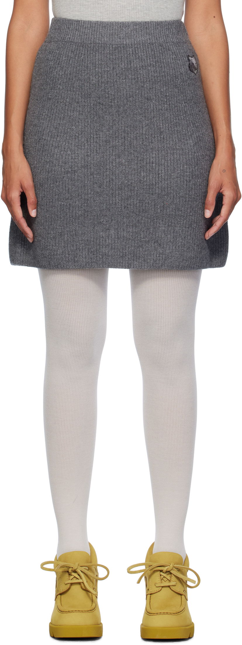 Hame MAISON KITSUNÉ Ribbed Miniskirt Harmaa | NW01514KT1093
