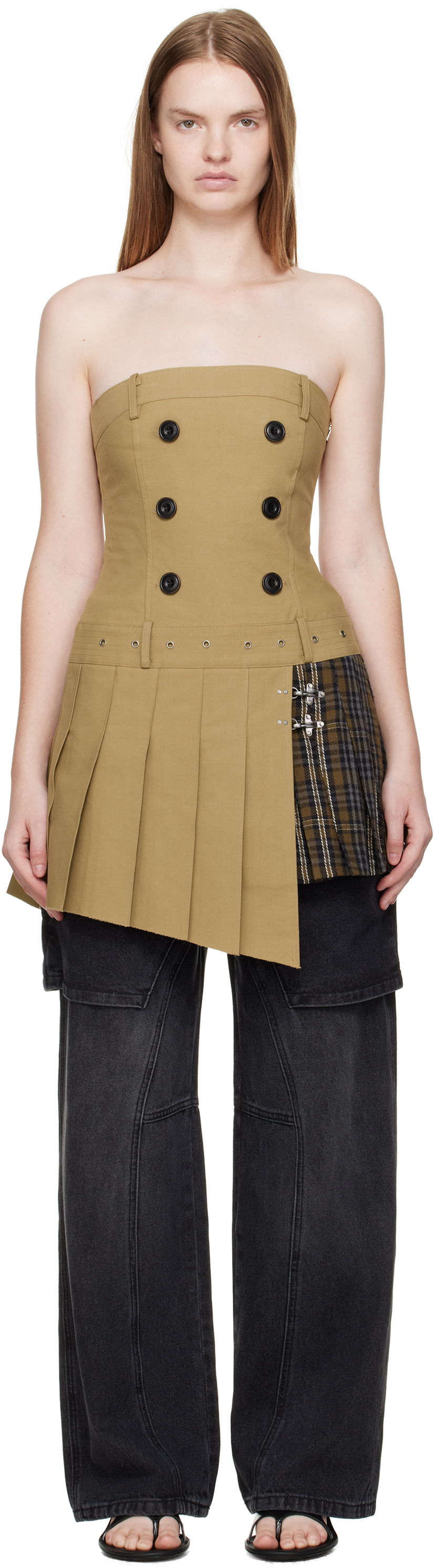 Mekko Andersson Bell Andersson Bell Double-Breasted Pleated Minidress Beige | atb1366w