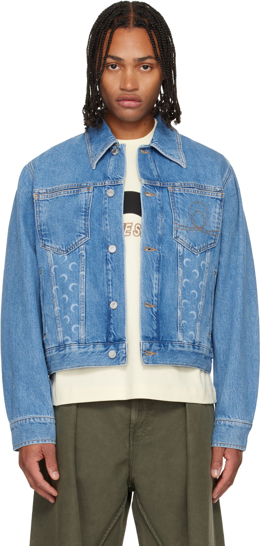 Takki Marine Serre Moon Laser Denim Jacket Sininen | MJA063BCDEN0002