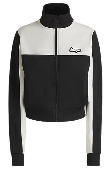 Takki BOSS Retro Zip-Up Sweatshirt with Color-Blocking Valkoinen | 50537054