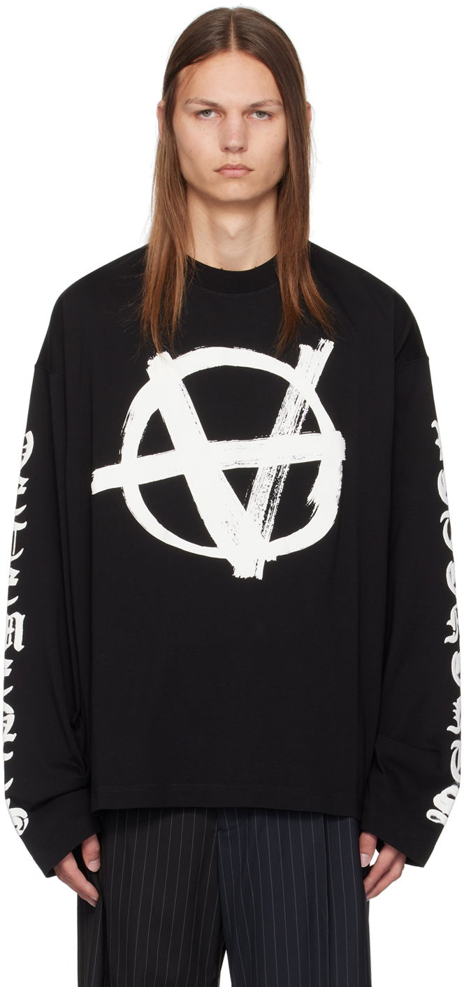 T-paita VETEMENTS Black Anarchy Long Sleeve T-Shirt Musta | UA65LS650B