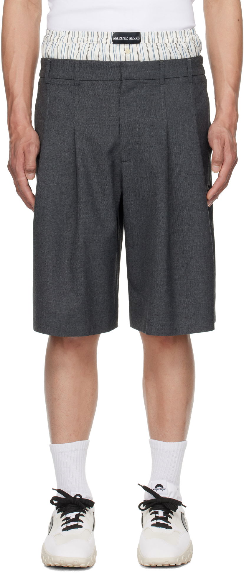 Shortsit Marine Serre Marine Serre Regenerated Tailoring Shorts Harmaa | MSH010A DWOV0057