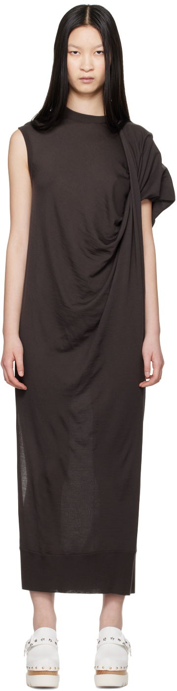 Mekko Stella McCartney Stella McCartney Asymmetric Draped Maxi Dress Ruskea | 6K08153S2500