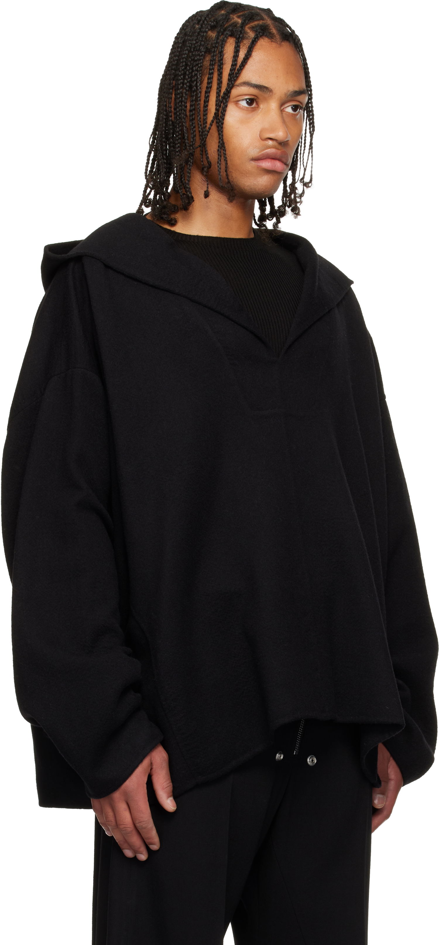 Takit Rick Owens Concordians LS Hip Kaftan Coat Musta | RR02E1726 DBC, 1