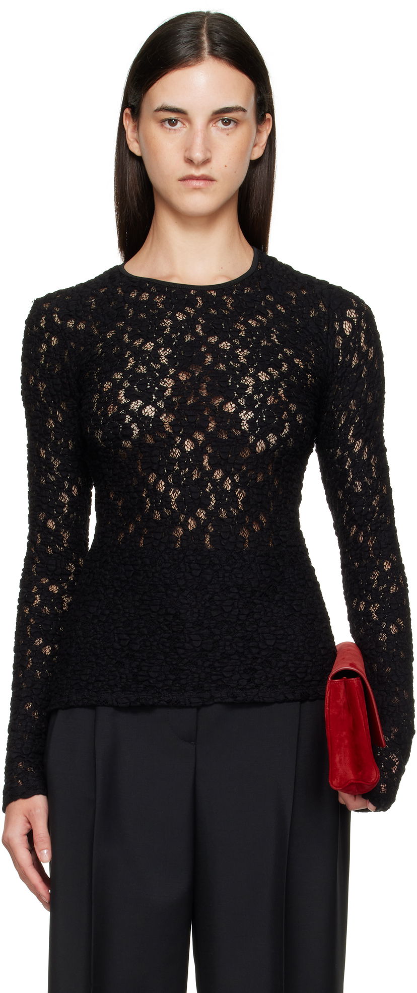 T-paita Max Mara Max Mara Gennaio Lace Top Musta | 2526946041600