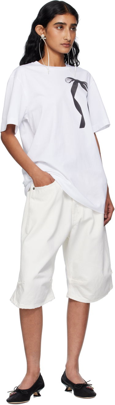 T-paita Simone Rocha Simone Rocha Ribbon Bow Tail T-shirt Valkoinen | 5195P55-W 0569, 3