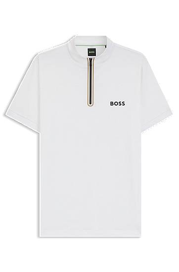 Poolopaita BOSS BOSS Active Zip-Neck Stretch-Mesh T-Shirt Valkoinen | 50543347