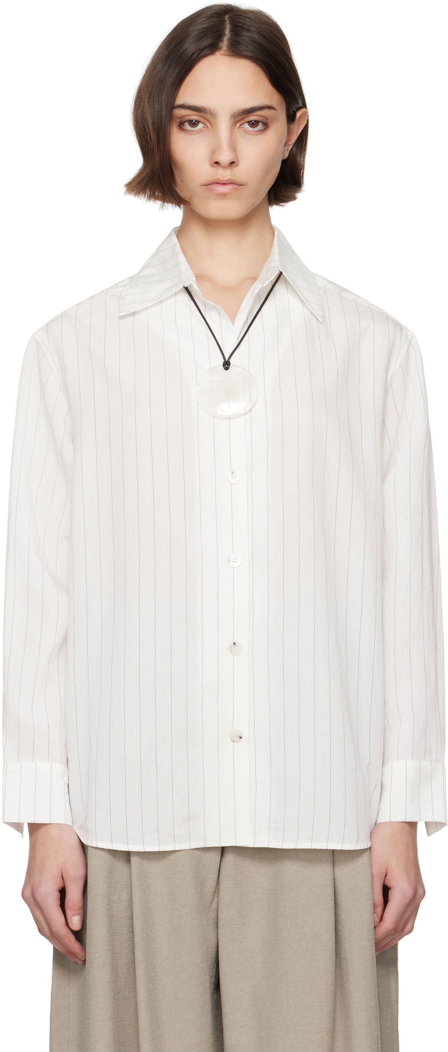 Paita Nanushka Nanushka Fryda Pinstriped Button-Down Shirt Valkoinen | NW25SSTP26400, 0