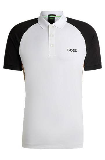 Poolopaita BOSS BOSS Active Colour-Blocked Polo Shirt with Mesh Inserts Valkoinen | 50540886