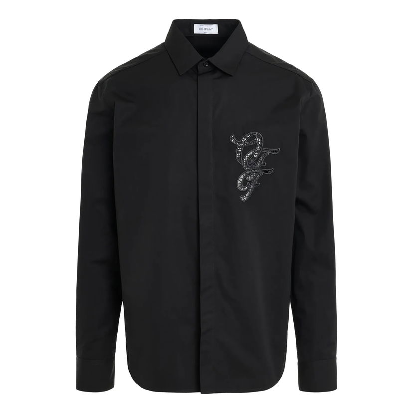Paita Off-White Nature Lover Heavy Cotton Shirt Musta | OMGE040S24FAB0041010