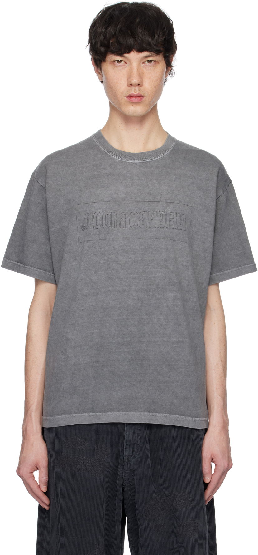 T-paita Neighborhood Mirrored Logo Graphic T-shirt Harmaa | 242PCNH-ST19