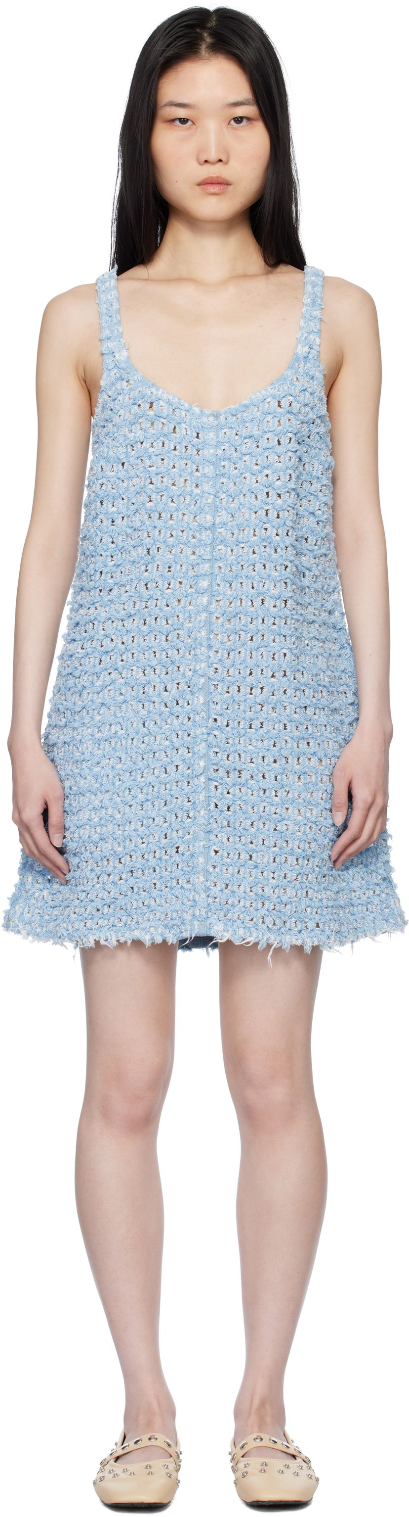 Mekko Stella McCartney Stella McCartney Women's Bouclé Denim Minidress Sininen | 6D03483SQH06