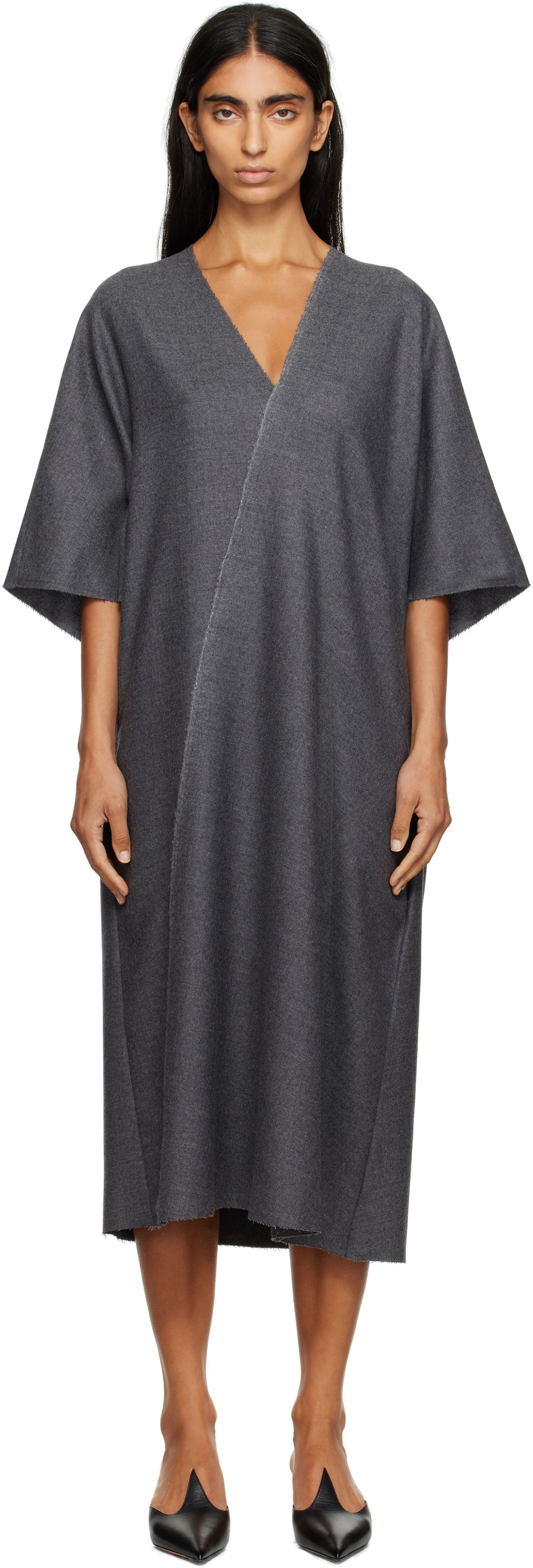 Mekko Maison Margiela MM6 Maison Margiela Raw Edge Midi Dress Harmaa | S52DD0066 M35466, 0