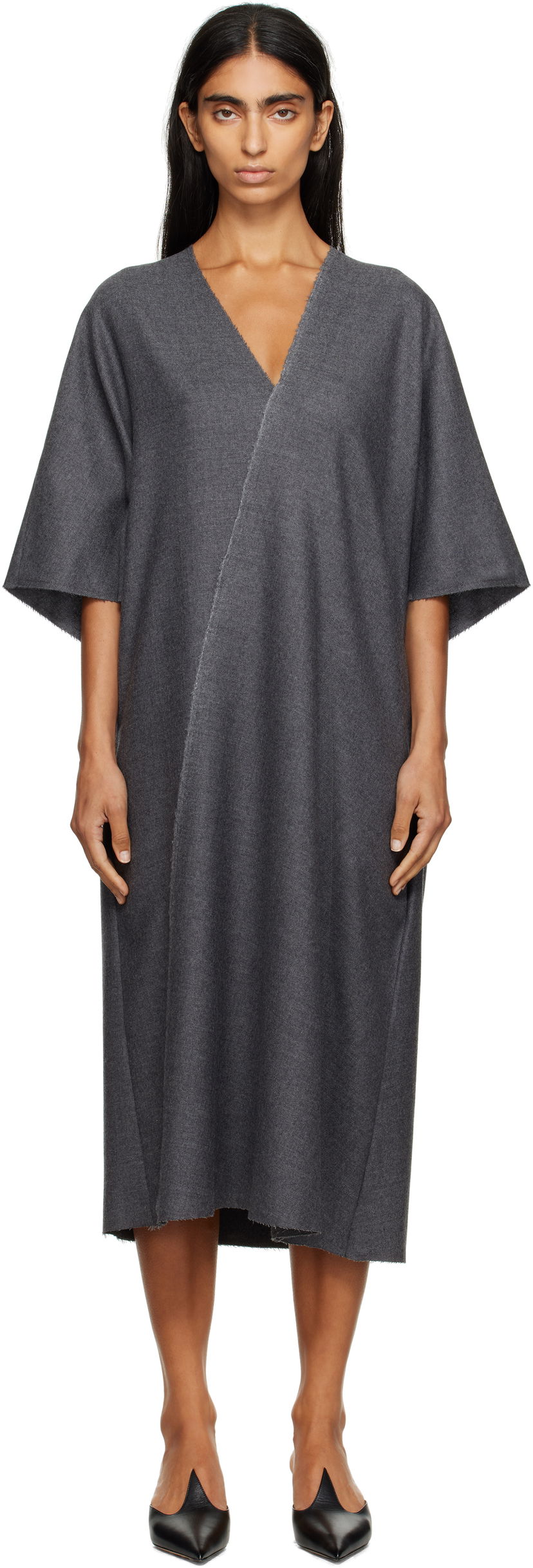 Mekko Maison Margiela MM6 Maison Margiela Raw Edge Midi Dress Harmaa | S52DD0066 M35466