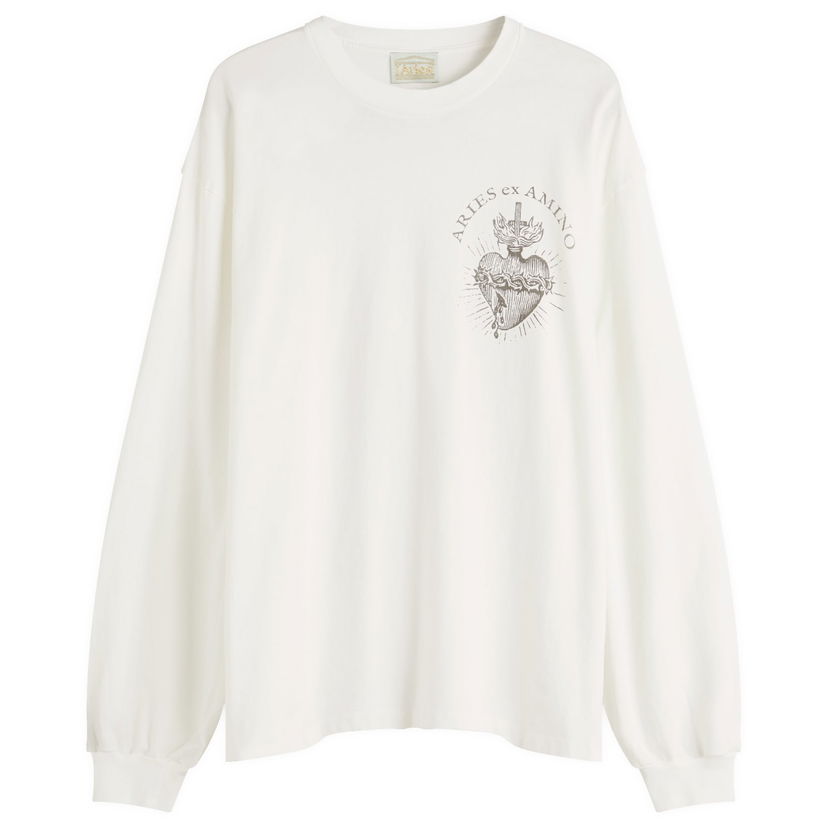 T-paita Aries Aries Faded Ex Amino Long Sleeve T-Shirt, Size Large Valkoinen | AR60024-OWT