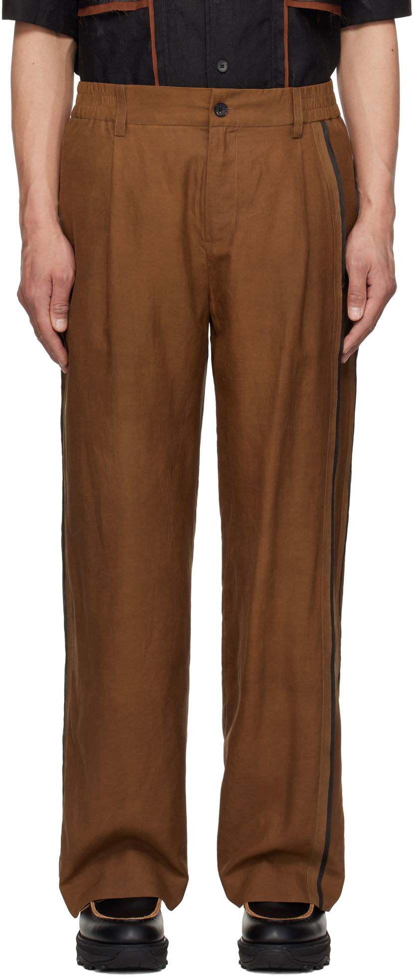 Housut Feng Chen Wang Feng Chen Wang Silk Trousers Ruskea | FENG19TR16