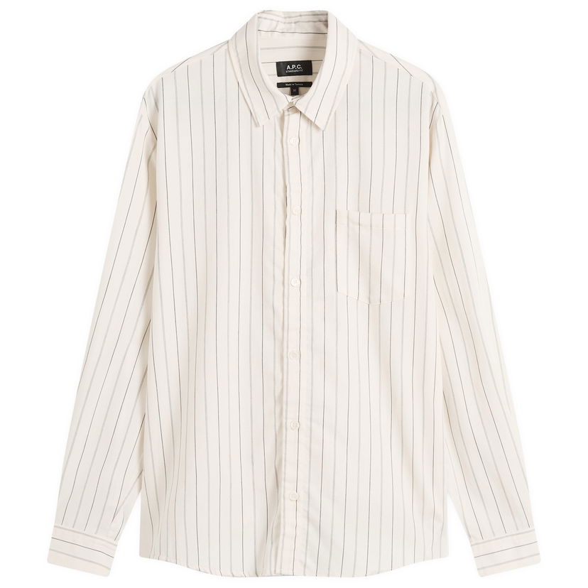 Paita A.P.C. Men's Clement Stripe Shirt, Size Small Valkoinen | COHJU-H12512-AAD