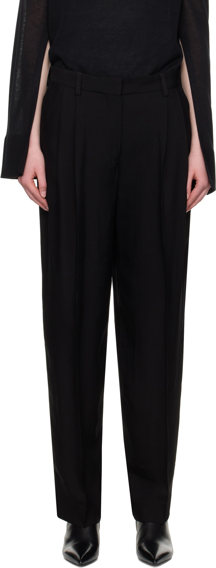 Housut TOTEME TOTEME Double-Pleat Straight-Leg Trousers Musta | 252-WRB0289-FB0459