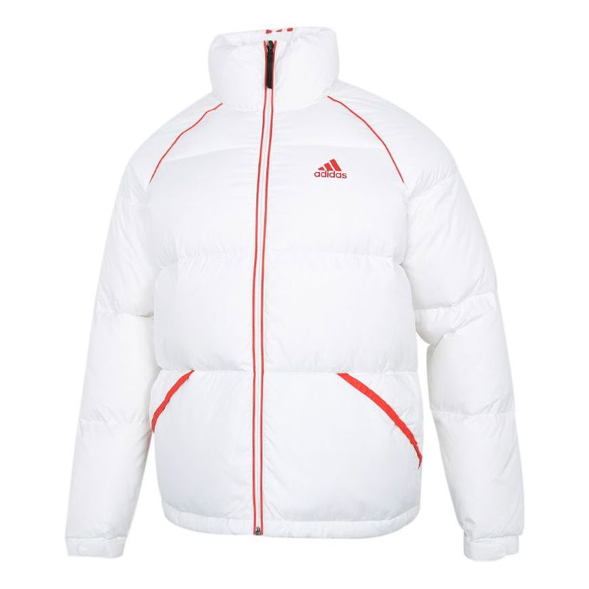 Puffer takki adidas Originals Stripe Stand Collar Down Jacket Valkoinen | H20751