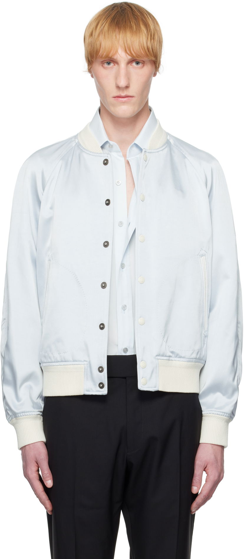 Bomber-takki Tom Ford TOM FORD Shiny Satin Bomber Jacket Sininen | OBS052-FMV031S25