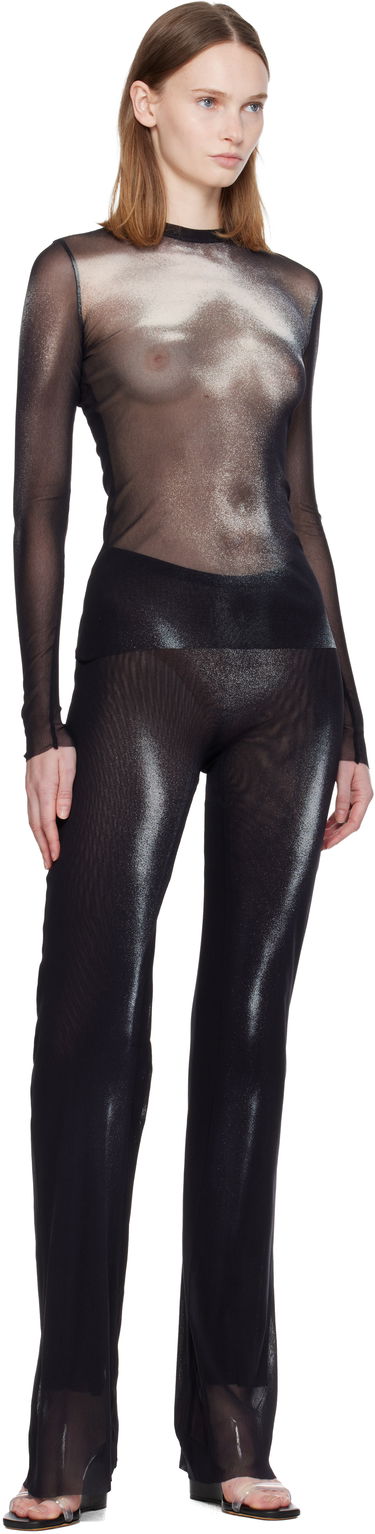 T-paita Jean Paul Gaultier Sheer Mesh Long Sleeve 'The Silver Body Dust' Top Musta | 25/04-W-TO366-M010P-0091, 3