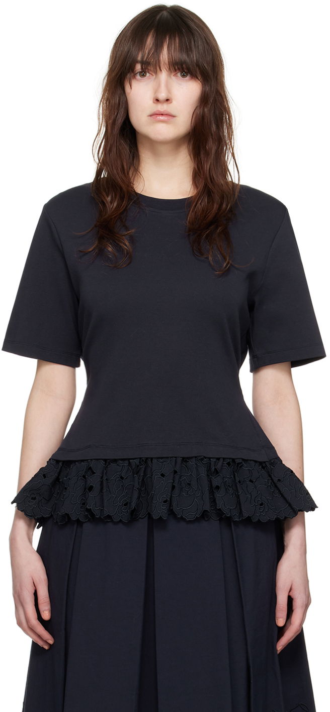 T-paita Erdem Erdem Layered Peplum T-Shirt Tummansininen | PS24_R1JRT3_NCJ