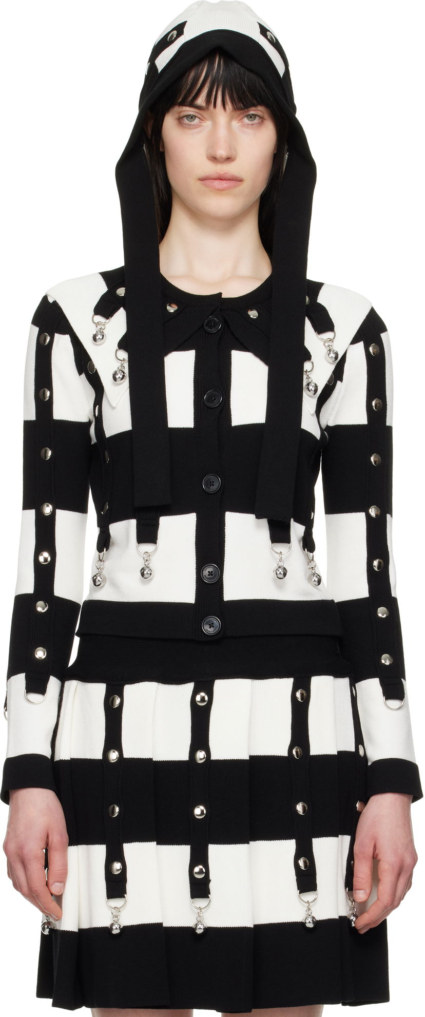 Hame Chopova Lowena Chopova Lowena Kip Checkered Cardigan with Bells Musta | 5233