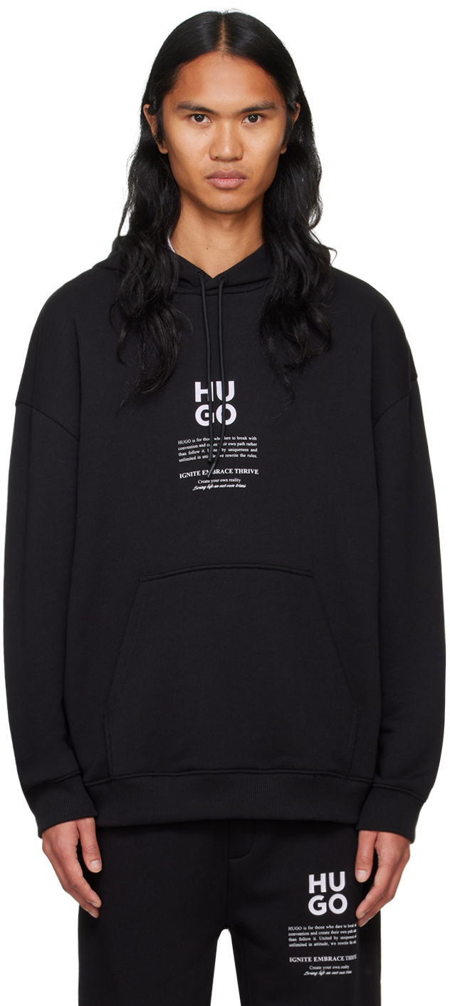 Huppari BOSS Hoodie With Logo Print Musta | 50521288