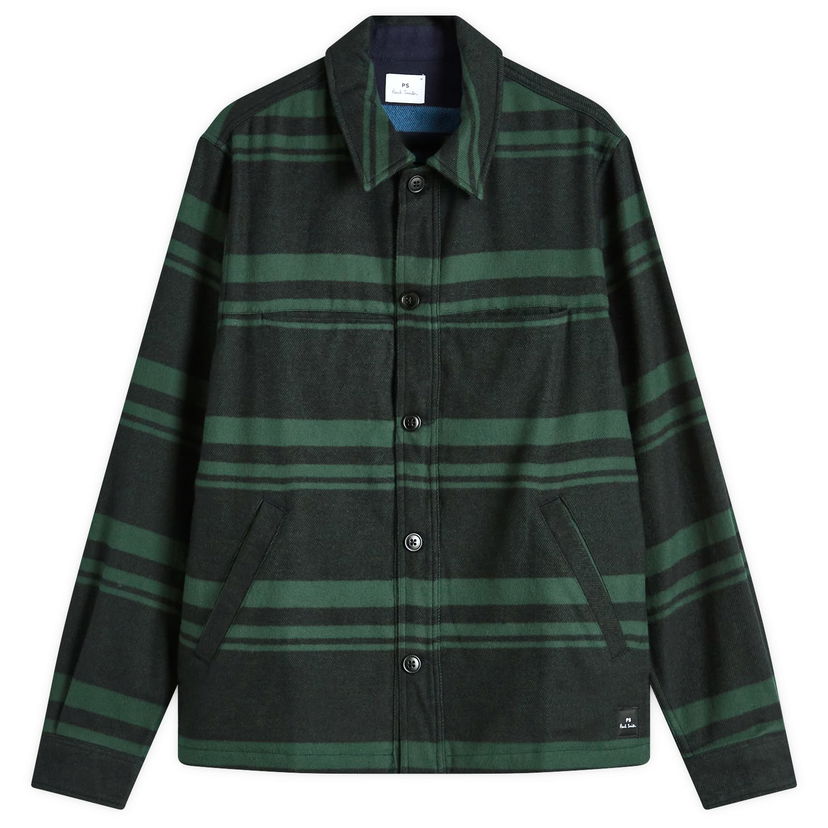 Paita Paul Smith Paul Smith Men's Long Sleeve Flannel Overshirt, Size Medium Vihreä | M2R-118Z-N22201-38