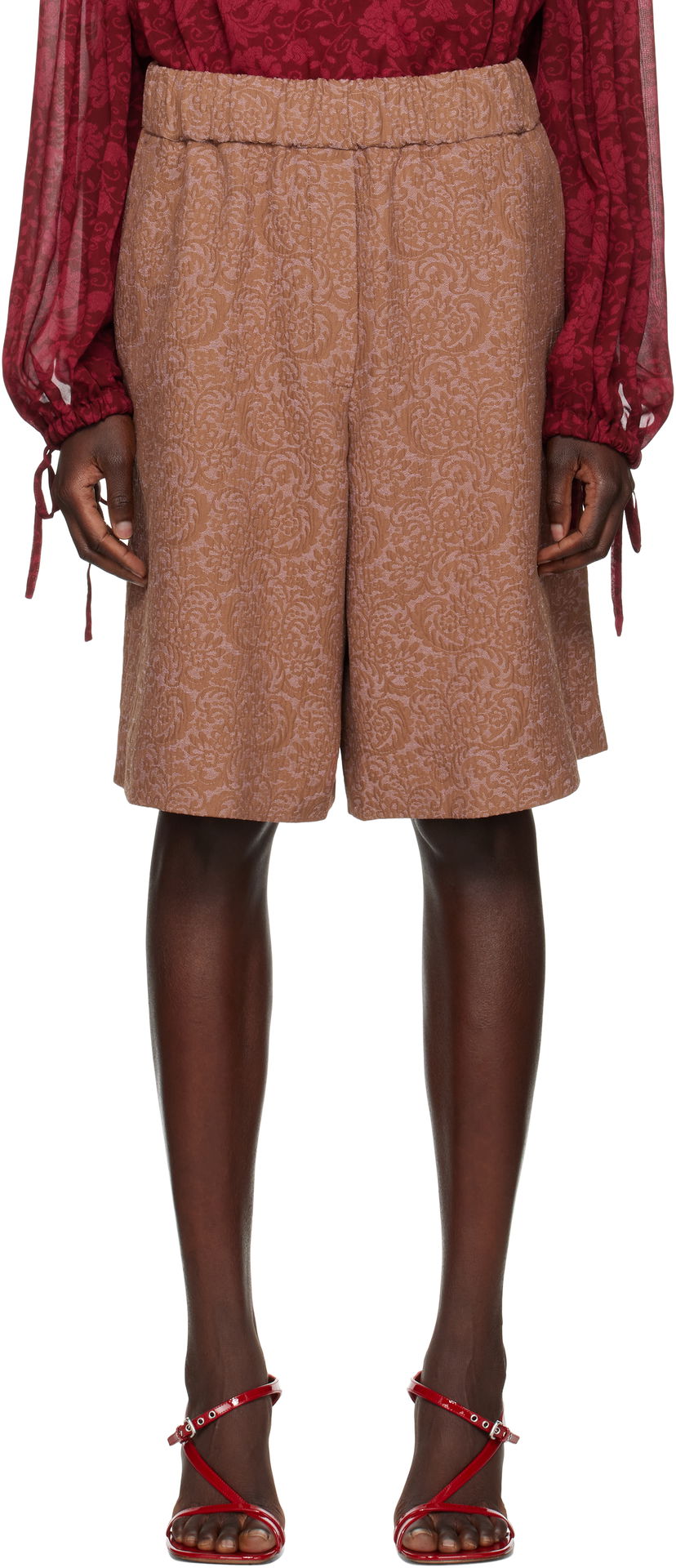 Shortsit Dries Van Noten Dries Van Noten Jacquard Shorts Ruskea | 251-010912-1225