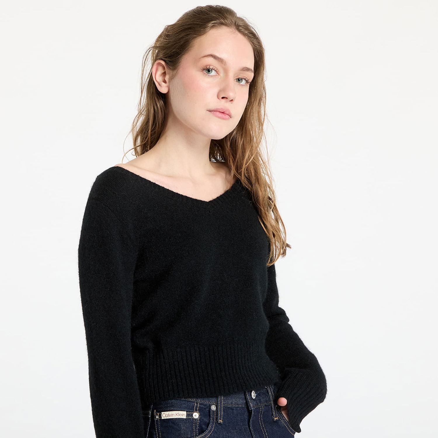 Villapaita CALVIN KLEIN Calvin Klein Jeans Fluffy Yarn V-Neck Sweater Musta | J20J224801 BEH, 1