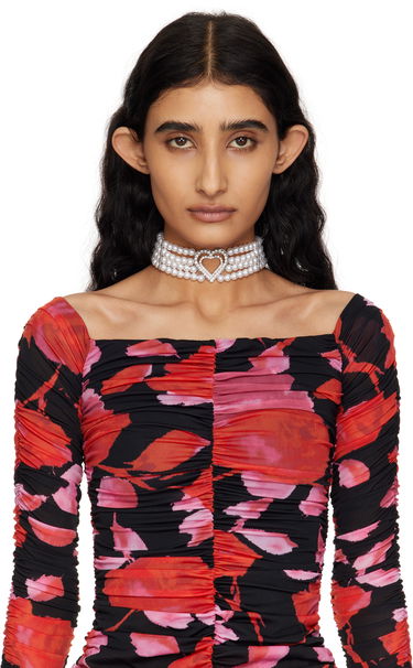 Rannerengas Blumarine Blumarine Faux-Pearl Heart Choker Valkoinen | P522W329A, 1