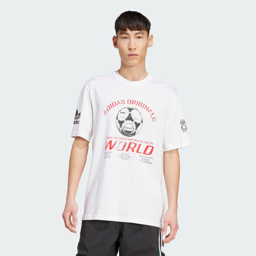 T-paita adidas Performance From Herzogenaurach To The World Graphic Tee Valkoinen | JX3065