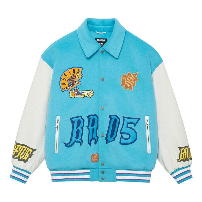 Bomber-takki Li-Ning BadFive Graphic Baseball Jacket Sininen | AJPS001-2