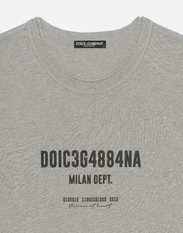 T-paita Dolce & Gabbana Cotton Interlock T-shirt With Logo Print Harmaa | G8RF4TG7K0CS8290, 2