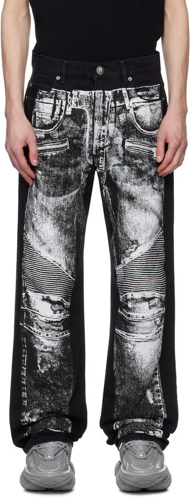 Jeans Balmain Balmain Loose-Fit Biker Print Jeans Musta | EH1ML155DF52, 0