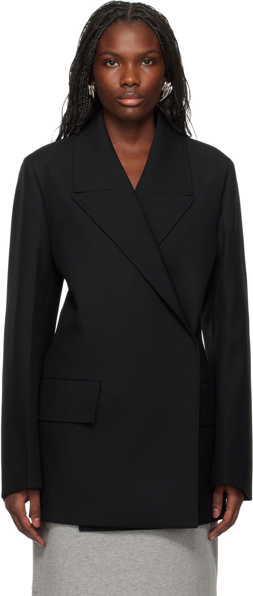 Takki Jil Sander Double Breasted Wool Blazer Musta | J02BN0184_J40001
