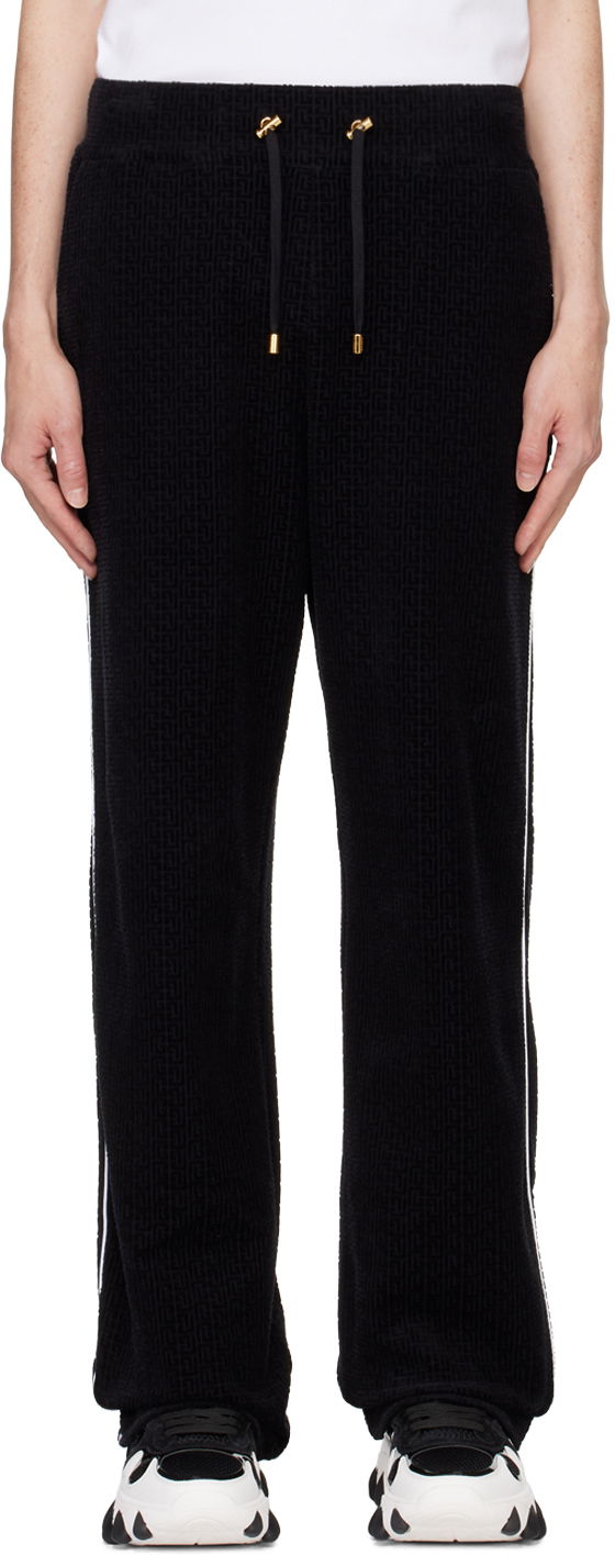 Verryttelyhousut Balmain Velvet Monogram Sweatpants Musta | DH0PQ270JI39