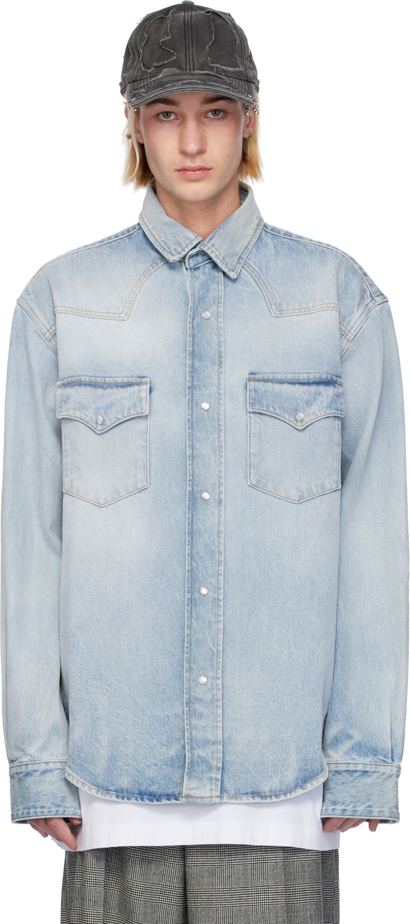 Paita VETEMENTS VTMNTS Flap Pocket Denim Shirt Sininen | VL22SH600L