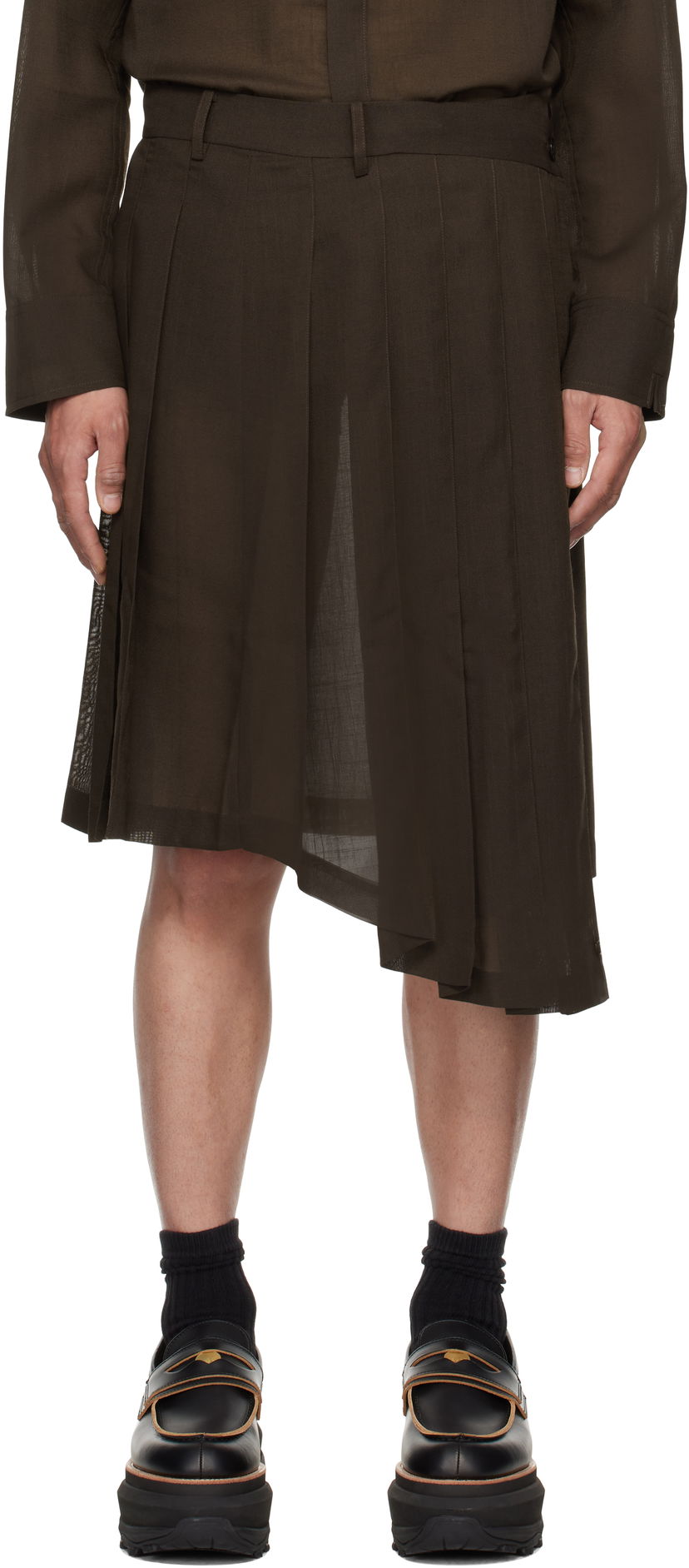 Hame Feng Chen Wang Feng Chen Wang Pleated Asymmetrical Skirt Ruskea | FUS19SK01K