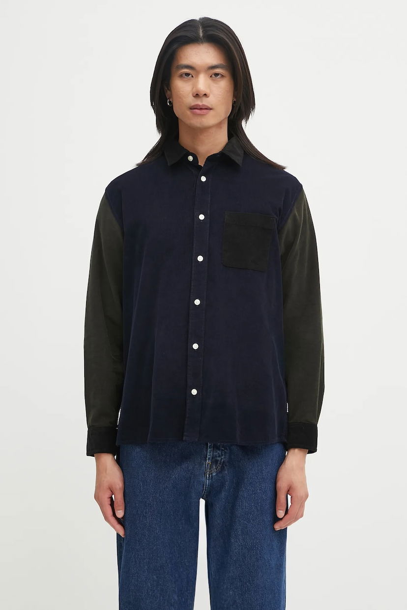 Paita Barbour Barbour Patchwork OS Cord Shirt, Regular Fit Tummansininen | MSH5688MI32