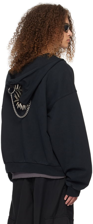 Huppari We11done We11done Oversized Zip-Up Hoodie Musta | WD-TJ0-24-813-U-BK, 2