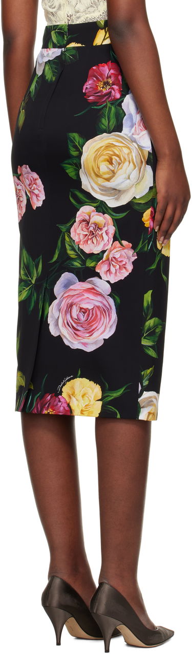 Hame Dolce & Gabbana Dolce&Gabbana Peony & Rose-Print Midi Skirt Musta | F4B6UT FSA7B, 2