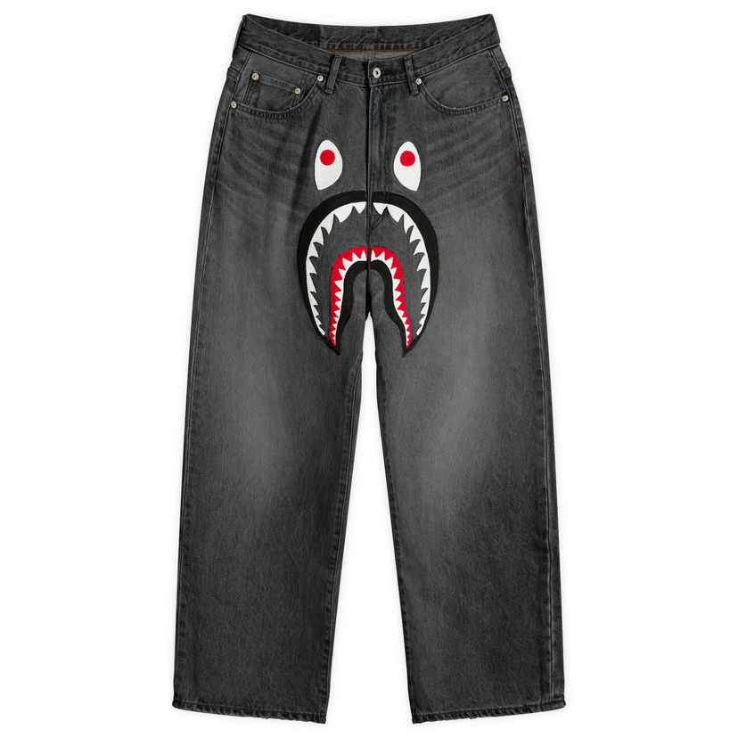 Jeans BAPE Shark Loose Fit 13oz Jeans, Size Small Musta | 001DPL801006M-BLK