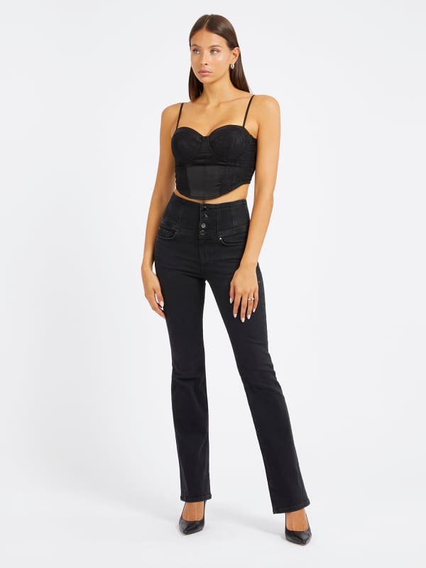 Jeans GUESS High Rise Flare Denim Pant Musta | W4RA0AD59I1, 0