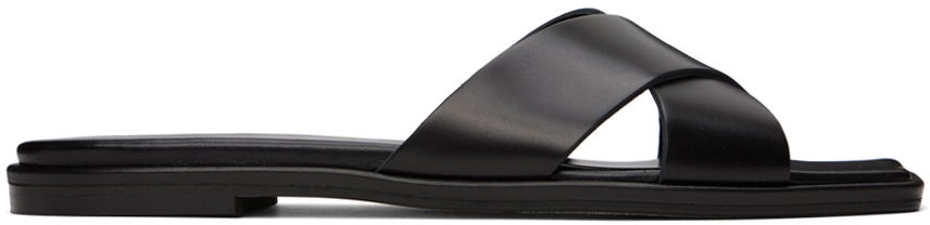 Asusteet Aeyde Aeyde Sonia Leather Crisscross Slide Sandals Musta | A11-FS-BRNS08FL62-SS24-800-001, 0