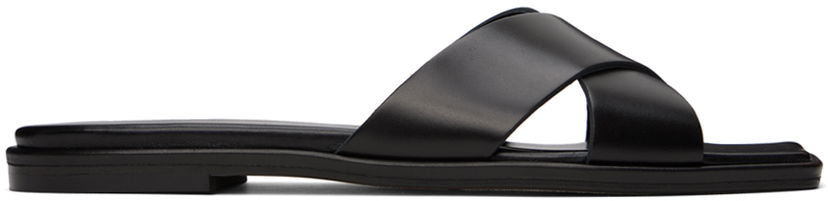 Asusteet Aeyde Aeyde Sonia Leather Crisscross Slide Sandals Musta | A11-FS-BRNS08FL62-SS24-800-001