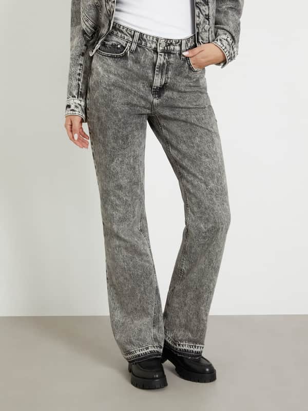 Housut ja farkut GUESS High Rise Straight Denim Pant Harmaa | W4RA33D56B3, 0